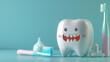 © Harry - cute smiling 3D tooth with toothbrush. National Dentists Day. Dental concept.