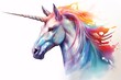 a unicorn with rainbow mane and horn