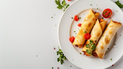 Wall Mural - Flautas Mexican chili rolled crunchy tortilla traditional food