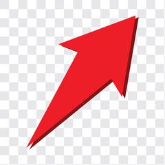 Poster - red arrow icon on transparent background. arrow sign. flat style. red arrow symbol.