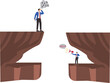 © Master Art - Two businessmen stand at the edge of the cliff and have communication problems