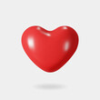 3d red heart. 3d render glossy plastic heart. Vector illustration.
