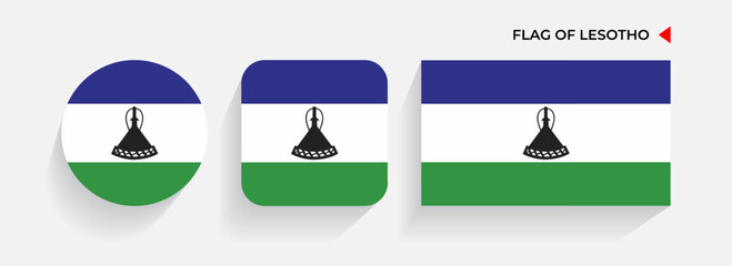 Wall Mural - Lesotho Flags arranged in round, square and rectangular shapes