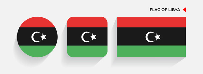 Wall Mural - Libya Flags arranged in round, square and rectangular shapes