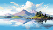 Loch Lomond the largest lake in UK flat vector isolated