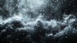 On a black background, there is a texture of rain and fog overlaid