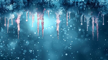 Aufkleber - Modern illustration with icy Christmas background and snow and icicles, featuring the 2018 New Year on an ice frosted background. RGB. Global colors. One editable gradient is used for easy