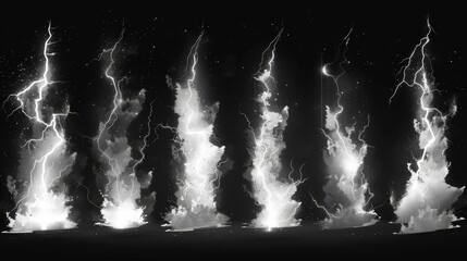 Leinwandbilder - Lighting effects. Modern illustration. Discharge electric current. Charging current. Natural phenomena.