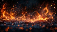 Very high resolution fire sparks particles isolated on black background.