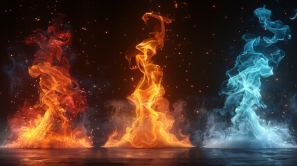 Aufkleber - Set of jet flames on a transparent background