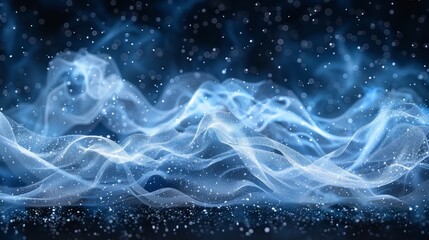 Aufkleber - A flight of frozen fog clouds with snow is isolated on a transparent background with flashes of white smoke. Modern realistic set of frost blowing air, a winter blizzard breeze.