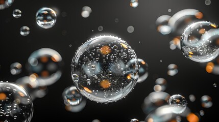 Poster - EPS 10 modern image of air bubbles, oxygen, and champagne on a transparent background.