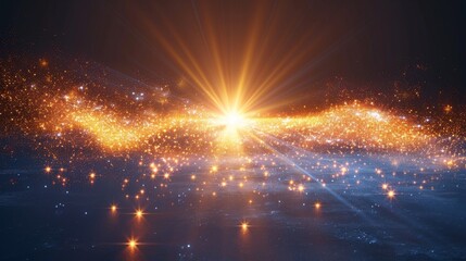 Poster - A modern image with a transparent sunlight effect. A front sun flash effect. A modern blur in the light of radiance. An element of decor. A searchlight and a stellar ray.