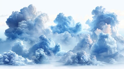 Canvas Print - EPS10 illustration of blue clouds on a transparent background. A realistic 3D set of clouds with a real transparent effect.