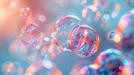 Poster - An abstract foamy soap bubble flying on a grey background. An abstract foamy soap bubble in motion.