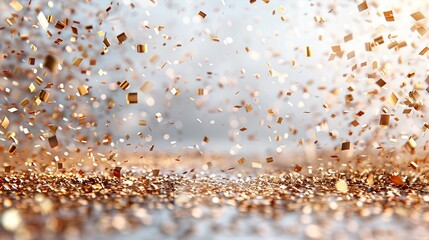 Aufkleber - Flowing golden confetti over a white background