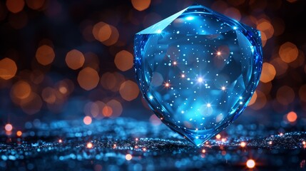 Aufkleber - The icon shows a blue bubble sphere shielding the user with particles of sparkles and light beams.