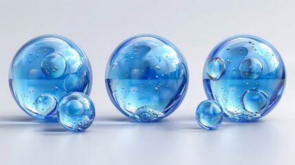 Aufkleber - Illustration of a blue bubble sphere protection shield in different stages.