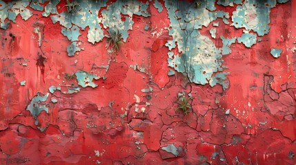 Poster - A red toned grimy texture of a dilapidated wall