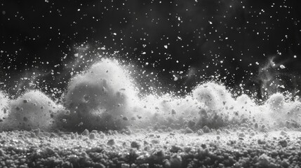 Poster - Isolated snowdrifts and flying snow in winter, isolated on black