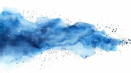 Poster - Watercolor splash texture background isolated. Hand-drawn blobs. Abstract background in blue winter seasonal colors.