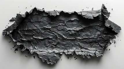 Aufkleber - Detailed black and white torn open paper with space for text, holes in paper. Torn strip of paper with uneven, torn edges.