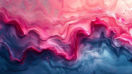 Leinwandbilder - A vibrant blend of pink, red, and blue hues in a fluid art composition that makes an excellent background image