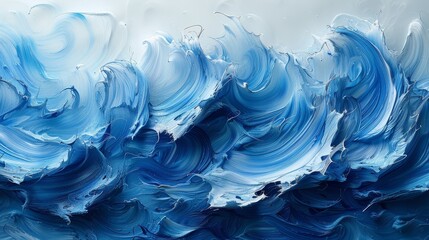 Aufkleber - Blue wave brush stroke abstract
