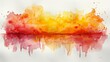 An indentation of red watercolors overflowing orange. A smear of red-yellow is traced across the horizontal strip.