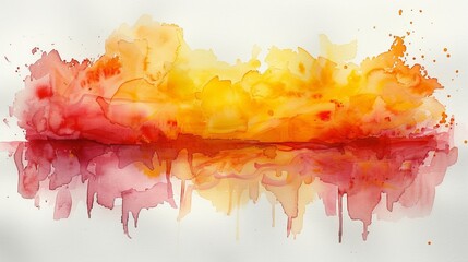 Sticker - An indentation of red watercolors overflowing orange. A smear of red-yellow is traced across the horizontal strip.