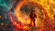A Firefighter's Unwavering Determination: Confronting an Erupting Inferno of Colors