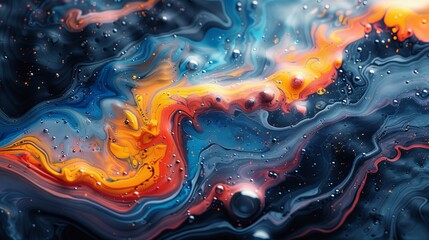 Poster - An ink, paint, and abstract painting close-up. Rich, highly-textured oil paint. High quality details.