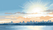 Sunlight reflecting off Hudson River flat vector