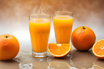 orange fruit with-orange juice in the fog