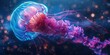 Closeup of Several Beautiful Moon Vibrant Bioluminescent Pink Jellyfish