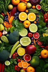 Poster - Fresh assortment of fruits and vegetables, perfect for healthy eating concept