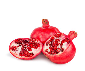 Wall Mural - Pomegranate fruit and slices isolated on a white background