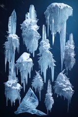 Canvas Print - A bunch of icicles hanging from the ceiling. Suitable for winter and ice-themed designs