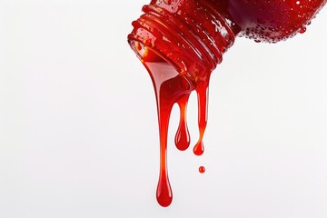 Poster - Close-up of a bottle with a single drop of liquid. Great for illustrating purity and freshness