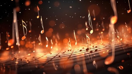 Poster - Musical notes floating in the air. Perfect for music-related projects
