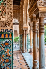 Poster - A building with columns and a tiled floor. Suitable for architectural designs