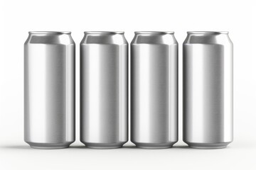 Poster - A group of aluminum cans lined up next to each other. Perfect for beverage industry promotions
