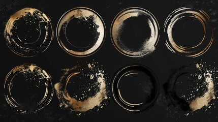 Poster - A striking image of gold paint splattered on a dark background. Perfect for artistic projects and design concepts
