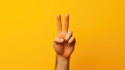 Poster - Person making a peace sign gesture, suitable for various concepts