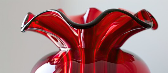 Poster - A closeup of a magenta glass vase with an electric blue pattern and a carmine rim. The symmetry and artistry of the design give it a fictional characterlike quality