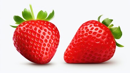 Poster - Two ripe strawberries placed side by side. Perfect for food and health-related designs