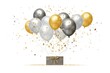 A bunch of balloons with gold and silver confetti, perfect for celebrations and parties