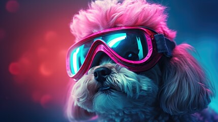 Poster - A playful dog wearing quirky accessories, perfect for pet-themed projects