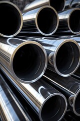 Wall Mural - A pile of stacked pipes, suitable for industrial concepts