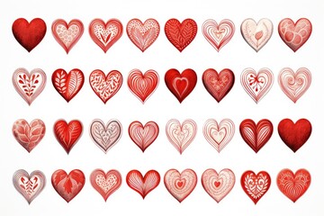 Aufkleber - a collection of red and white hearts on a white background. ideal for valentine's day projects